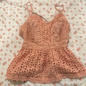 Japna Top | Peach Blouse Lace Spaghetti Strap